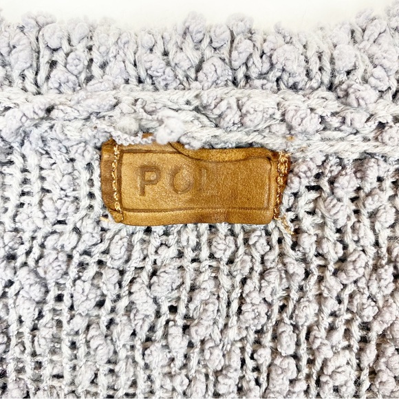 POL | Gray Nubby Popcorn Knit Chenille Soft Cozy Hooded Pullover Sweater - Picture 6 of 10